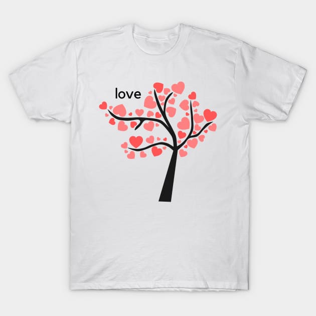 Love Tree with Pink Hearts Cute Design! T-Shirt by CrazilykukuDesigns